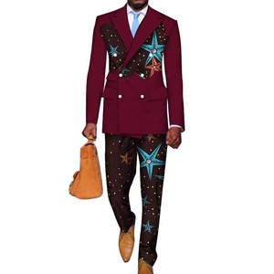 Ensemble de vêtements à motif imprimé pour <span class=keywords><strong>homme</strong></span>, vêtements africains à Double boutonnage, veste à revers à pointe, pantalon Design, <span class=keywords><strong>Blazer</strong></span>, costumes pour hommes - Product Image 6