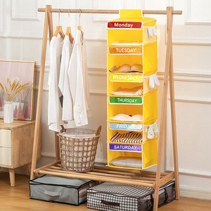 6-Shelf Weekly Clothes Organizer für Kinder Schul kleidung Organizer Kinder Montag bis Freitag Hanging <span class=keywords><strong>Closet</strong></span> Organizer Storage - Product Image 1