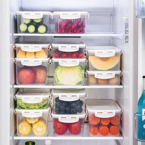 Lebensmittelechte Kunststoff-PP-Kühlschrank-Aufbewahrungsbox mit Luftdichtem Deckel Stapelbar Wasserdicht Gefrierschrankgeeignet Küchen-<span class=keywords><strong>Organizer</strong></span>-Behälter - Product Image 2