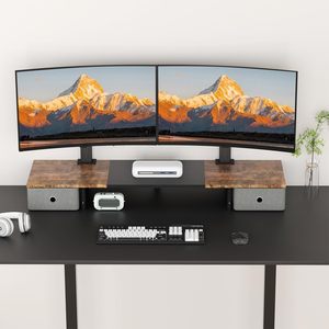 Extra Large Dual Monitor Stand Riser with Two <strong>Drawers</strong> for 2 Monitors with Storage <strong>Desktop</strong> Organizer - Product Image 1