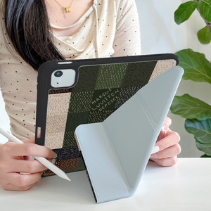 Étui pour iPad 9 2024, nouveau design simple à carreaux avec emplacement pour stylet, protection anti-flexion et anti-chute pour tablette - Product Image 6