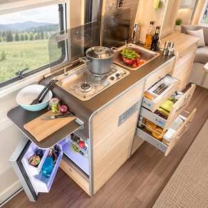 All Aluminum Honeycomb Kitchen Cabinet with Multi Drawer <b>Storage</b> for Space Saving <b>Camping</b> Interior - Product Image 1