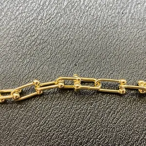 Gioielleria raffinata vera pura Au750 oro 18 carati accessori gioielli fai da te risultati collana girocollo catena a ferro di cavallo per uomo donna vendita calda