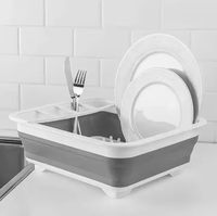 YS Égouttoir pliable et réglable en PP, carré, à un seul niveau, moderne, pour vaisselle, bols et assiettes