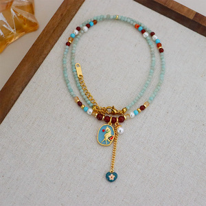 Nuevo collar de cuentas de estilo Retro chino para mujer de gama alta de lujo de latón colorido goteo de aceite Pony Luz de lujo de verano clavícula - Product Image 4