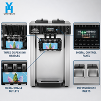 Machine à crème glacée commerciale ZB-BQL168, trois saveurs, machine à crème glacée molle avec panneau de commande numérique, 15 à 18 portions par heure