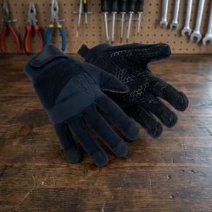 Gants de sécurité noirs en PU avec bouts des doigts texturés, poignet élastique, antidérapants, usage général, épaisseur 4 mil, 10 pouces, sans latex - Product Image 5