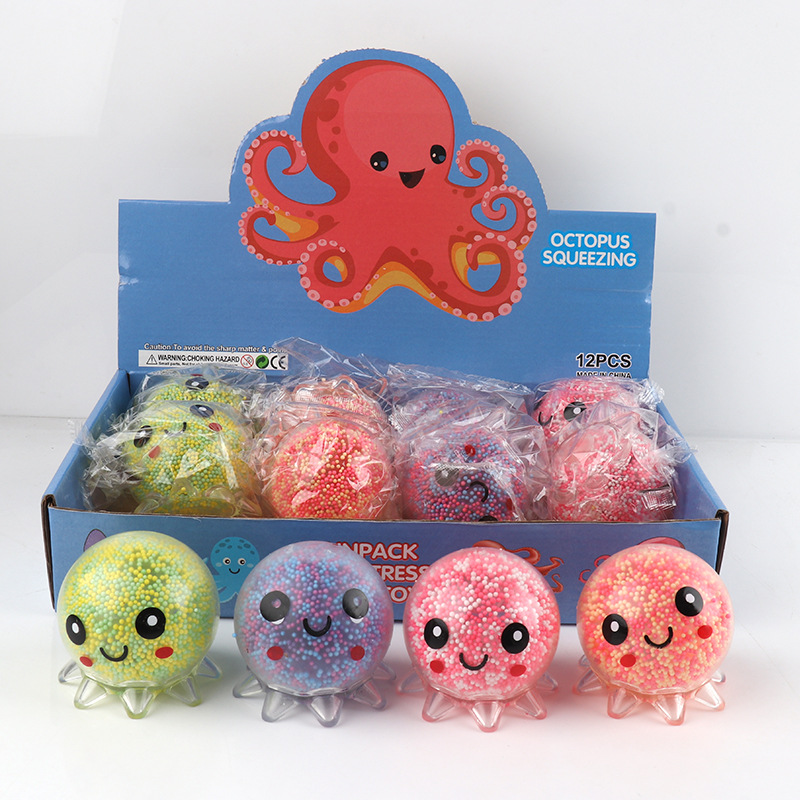 Set of 4 Large Squid Soft Fluff Doh - Filled Squeeze Stress