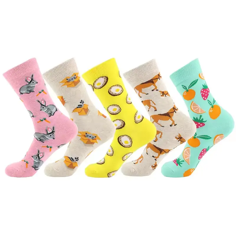 Unisex Neuheit Qualität kundenspezifisches Logo Verpackung gemacht verschiedene Arten lustige Socken Herren bunte Socken glücklicher Großhandel