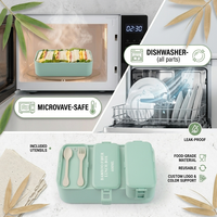 Boîte à lunch en fibre de bambou écologique avec fourchette et cuillère, boîte bento anti-fuite pour le bureau/l'école/le pique-nique, récipient alimentaire sans BPA, compatible micro-ondes