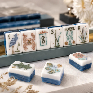 Juego de Fichas de Mahjong de Cerámica de Lujo Grabadas, para 4 Jugadores, Portátil, con Diseño Personalizado - Product Image 6