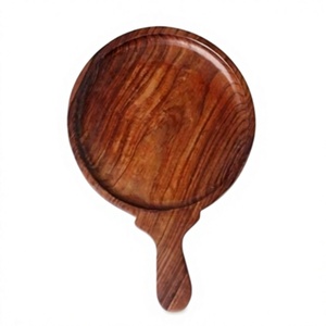 Plateau à steak en bois personnalisé AZ ENTERPRISES AZE-01, plateau rond pour servir la pizza avec poignée, passe au lave-vaisselle pour la cuisine - Product Image 1