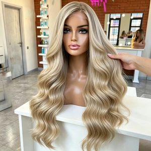 Parrucche in <span class=keywords><strong>Capelli</strong></span> Umani <span class=keywords><strong>Biondo</strong></span> <span class=keywords><strong>Cenere</strong></span> 13x4 HD Lace Front con Onde Morbide e Lisci, Pre-Piumate, Senza Colla, in <span class=keywords><strong>Capelli</strong></span> Vergini per Donne Nere - Product Image 4
