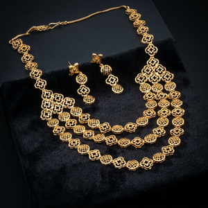 Micro-Formed Gold Plated Orthodox Wedding Box Chain Long <b>Necklaces</b> with Pearls and Diamonds Jewelry Set for Gift - Product Image 1