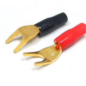 2 uds. Chapado en oro en forma de Y/U horquilla de pala conector <span class=keywords><strong>Banana</strong></span> enchufe sin soldadura Cable de altavoz conector de <span class=keywords><strong>Terminal</strong></span> de alimentación - Product Image 4