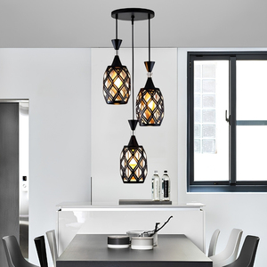 Suspension moderne à 3 lumières en forme de treillis géométrique noir, idéale pour salle à manger et cuisine, directement de l'usine - Product Image 3
