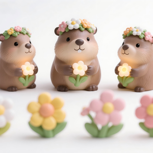 Lindo Portalápices de Resina con Forma de Capibara y Corona Floral - Adorable Porta Lápices <span class=keywords><strong>3D</strong></span> con Diseño de Animal, Organizador de Escritorio para el Hogar y la Oficina, Regalo - Product Image 3