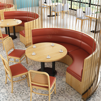 Bar moderne rétro de luxe en bois Bar Restaurant Design Orange Cafe Booth Tables de canapé et chaises en cuir Restaurant pour projet