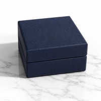 Marineblaue Kreuzstrukturierte Starre Umweltfreundliche Recycelbare Biologisch Abbaubare Schmuckbox mit Prägung für Ringe Kleine Anpassbare Größe
