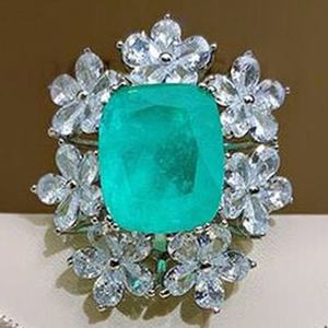 Bagues de fiançailles et de mariage en or et en argent, bague éternelle vintage en émeraude, bagues de fiançailles à sertissage bas - Product Image 3