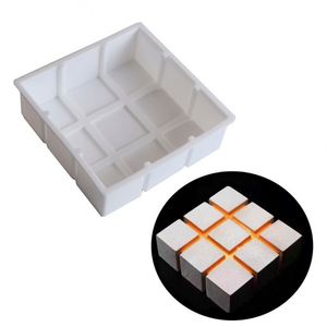 Tangchu Square Nine-grid Silicone Mousse Cake Mold White Mousse Mold Oven <b>Safe</b> DIY Cake Baking <b>Tool</b> - Product Image 1