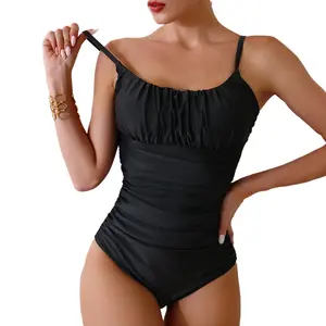 Offre Spéciale nouveau maillot de bain une pièce solide noir Sexy femmes Bikini maillots de bain minceur mode maillots de bain grande taille maillot de bain XXL