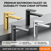 Robinet de lavabo monocommande pour salle de bain, finition chromée ou laiton, mélangeur eau chaude et froide pour hôtel