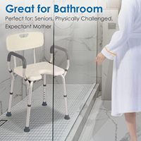 Tabouret de bain senior avec surface antidérapante chaise de douche réglable pour salle de bain sécurité dossier accoudoir équipement de soutien