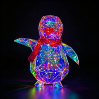 Lampes LED 3D en forme de pingouin irisées en PET faites à la main, RGB, alimentées par USB, décoration moderne pour la maison, Noël, hiver, nuit