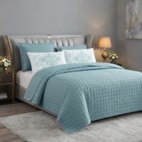 Ensemble de couette moderne de luxe à motif grec en relief, couleur vert sarcelle uni, 100% microfibre de polyester, léger, pour l'été, anti-plis