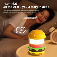 Lámpara LED con Forma de Hamburguesa Brillante, Iluminación RGB, Temporizador con Sonido Blanco Integrado, Escenas, Regalo para Niños, Altavoz Bonito para V5.3 IPX5