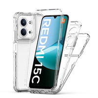 Coque de téléphone transparente en acrylique cristallin anti-jaunissement, protection intégrale 360°, antichoc, coussin d'air pour Redmi