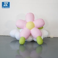 Modèle gonflable personnalisé Nuage Rose et Fleur, Décoration florale gonflable pour événements en plein air sur toit et publicité commerciale