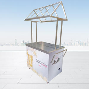 आधुनिक स्टेनलेस स्टील स्नैक कार्ट हैंड पुश डाइनिंग कार रात बाजार के लिए थोक धातु पैनल लकड़ी शैली स्टील कला - Product Image 1