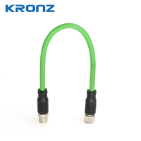 Connecteur Ethernet/IP blindé KRONZ M12 X-Code 8 broches Cat6A IP67 en PVC vert pour câble de chaîne porte-câbles pour l'automatisation industrielle