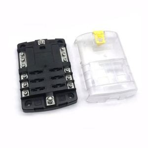 New 6-way Positive and Negative 1 in 6 Out Car <strong>Fuse</strong> Box No Light with Yellow Lock - Product Image 4