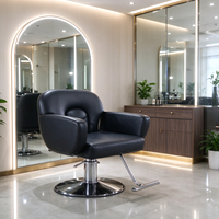 Fauteuil de Barbier Portable Moderne en Cuir PU Durable avec Hauteur Réglable et Inclinaison pour Salon, Appartement, Salon de Coiffure, Atelier
