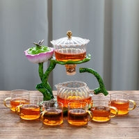 Service à thé à eau à aspiration magnétique entièrement automatique en verre résistant à la chaleur pour la tasse à thé Kung Fu des paresseux maison théière Simple