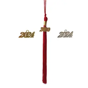 Solid Red Color High Quality Graduation Tassel Graduation Tassels With Year Charm