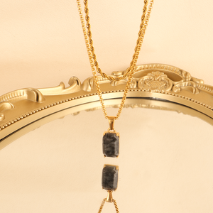 Đá quý đen Onyx Tiger mắt Mặt Dây chuyền vòng cổ thép không gỉ 18K vàng PVD người đàn ông tự nhiên spectrolite đá Mặt dây chuyền vòng cổ - Product Image 3