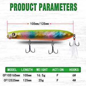 Esca da Pesca in Plastica per Acqua Dolce, Modello <span class=keywords><strong>Le</strong></span> Dog 105mm-165g, Esca Galleggiante a Forma di Matita per Lanci Lunghi con Ganci Z-Dog - Product Image 2