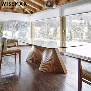 MUEBLES WISEMAX, muebles <span class=keywords><strong>de</strong></span> <span class=keywords><strong>comedor</strong></span> modernos, mesa <span class=keywords><strong>de</strong></span> <span class=keywords><strong>comedor</strong></span> <span class=keywords><strong>rectangular</strong></span> <span class=keywords><strong>de</strong></span> <span class=keywords><strong>vidrio</strong></span> templado, patas <span class=keywords><strong>de</strong></span> madera para restaurante, sala <span class=keywords><strong>de</strong></span> estar - Product Image 2