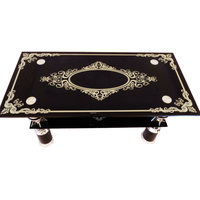 Table basse dorée carrée de luxe au Design européen, Table de thé avec tout haut en verre à vendre, Design européen moderne