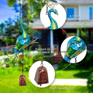 Venta caliente transfronteriza campana artesanías hechas a mano vidrio pintado colgante decoración patio decoración Metal carillón Who - Product Image 4