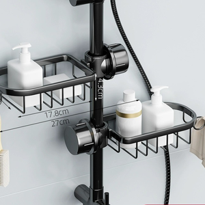Étagère de Douche Murale Sans Perçage en Aluminium pour Salle de Bain, <span class=keywords><strong>Support</strong></span> de Rangement pour Douche et Toilettes - Product Image 3