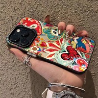 Casing ponsel IMD pola hati berkilau mata jahat untuk IPhone 17 16 15 14 13 12 11 Pro Max Aurora metalik Laser ungu hitam Matte