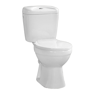 Inodoro moderno de cerámica con doble descarga, taza cuadrada, trampa en P, descarga por arrastre, de 2 piezas, montado en el suelo, con descarga ciclónica para baño - Product Image 1