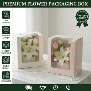 Caja de Embalaje Creativa para Flores con Ventana Transparente de PVC y Asa, para Regalos, Pasteles, Dulces, Juguetes, Proveedor Mayorista - Product Image 1
