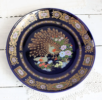 Plat de Service Paon Antique 2025, Assiette Japonaise Marocaine Taous, Plateau en Porcelaine Cobalt, Décoration Bohème