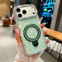 Coque de protection tendance en métal avec diamants et paillettes dégradées pour iPhone 17 16 15 Pro Max